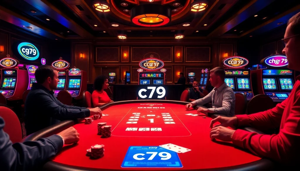 Trải nghiệm cảm giác hồi hộp của ứng dụng CG 79 tại bàn poker casino sang trọng.