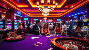 Experience sbobet login excitement at a vibrant high-stakes poker table in a luxurious casino.