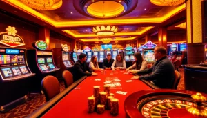 Experience the thrilling atmosphere of i9bet2h.club with players at an elegant poker table.