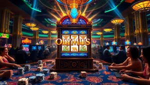 Pemain yang menikmati permainan Olympus Slot di kasino mewah.