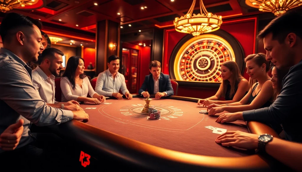 Players sizzling at the RR88 poker table, immersed in high-stakes gaming action.
