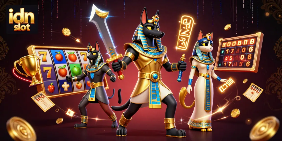Play engaging idn slot games with vibrant 3D Egyptian-themed imagery and dynamic winning elements.