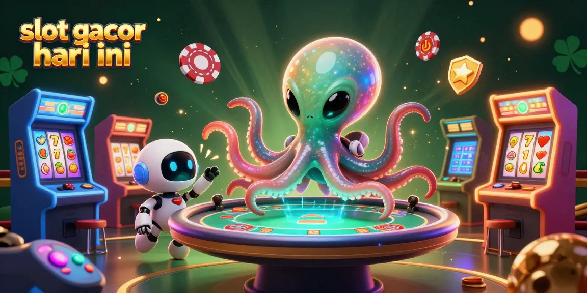 Engage in thrilling action with slot gacor hari ini as a cartoon alien octopus navigates a poker adventure.