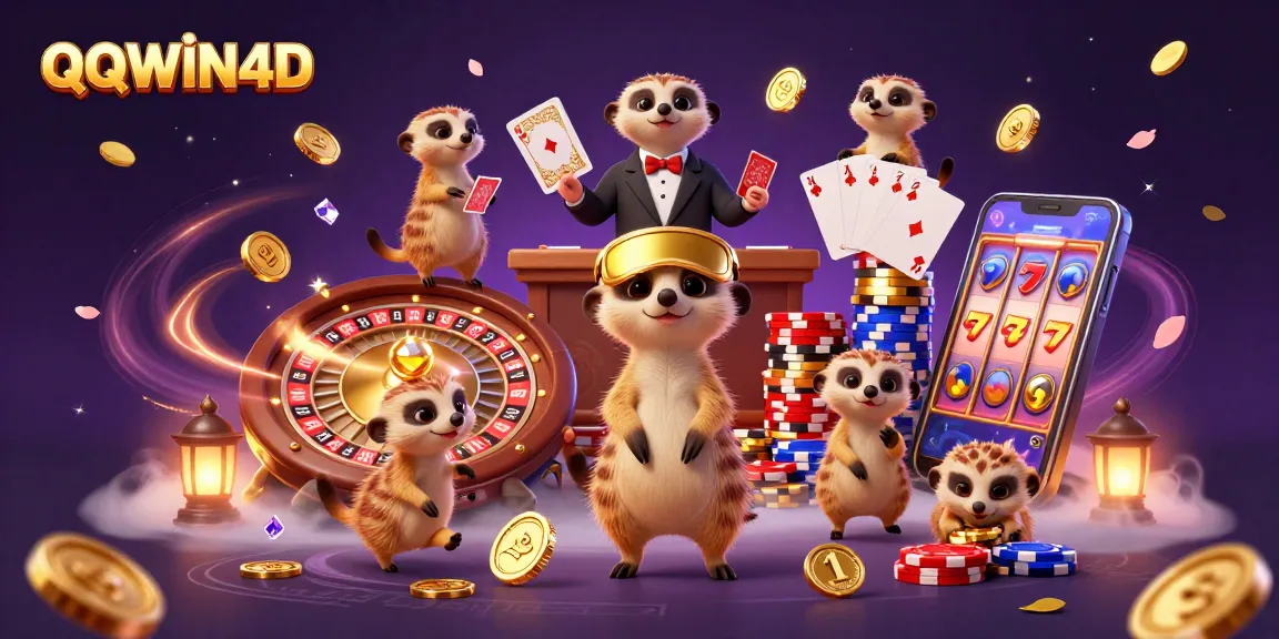 Kasino QQWIN4D diingat dengan koloni meerkat, momen taruhan seru dan elemen kasino lainnya.