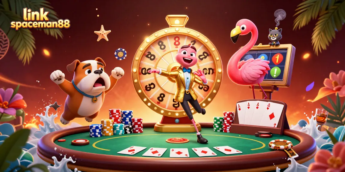 Win big at online casino games with link spaceman88 featuring vibrant cartoon characters and poker action.