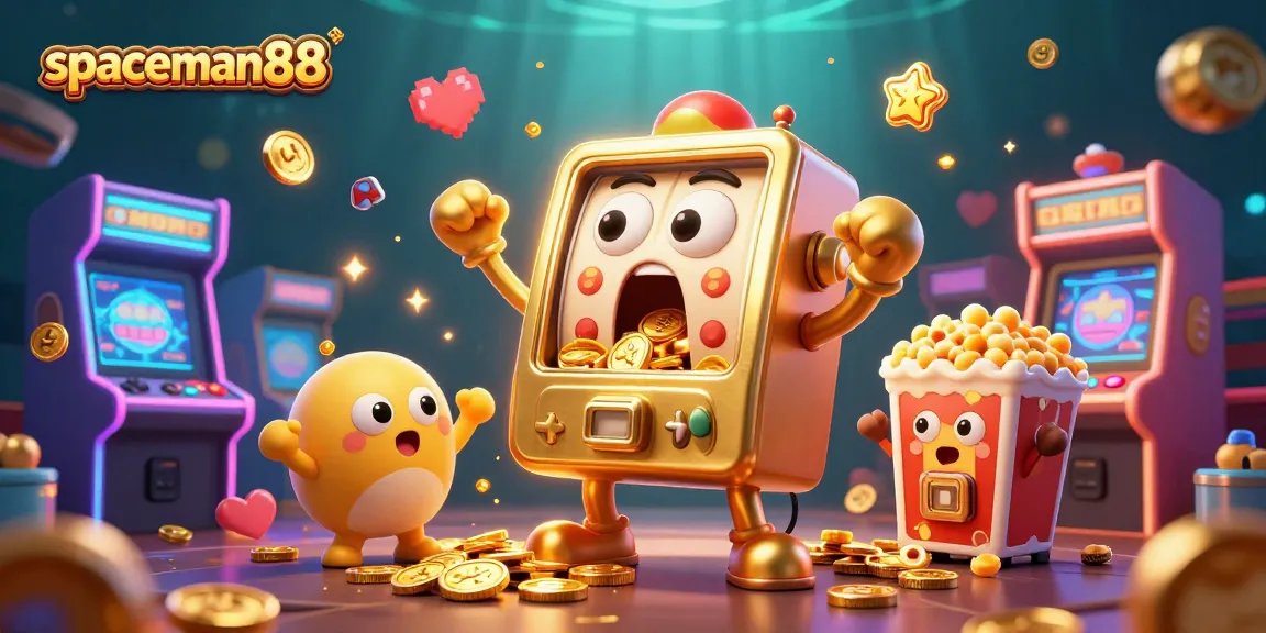 Engage with spaceman88's thrilling jackpot experience as coins pour from the slot machine.